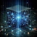 Machine learning data flow. Blockchain grids. Network data nodes Royalty Free Stock Photo