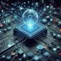 Machine learning data flow. Blockchain grids. Network data nodes Royalty Free Stock Photo