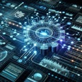 Machine learning data flow. Blockchain grids. Network data nodes Royalty Free Stock Photo