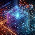 Machine learning data flow. Blockchain grids. Network data nodes Royalty Free Stock Photo