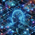 Machine learning data flow. Blockchain grids. Network data nodes Royalty Free Stock Photo
