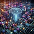 Machine learning data flow. Blockchain grids. Network data nodes Royalty Free Stock Photo