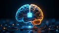 Machine learning,Fog calculations, artificial intelligence, ai brain, deep learning blockchain neural network Royalty Free Stock Photo