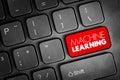 Machine learning highlighted on red keyboard key representing artificial intelligence systems, data driven algorithms, predictive Royalty Free Stock Photo
