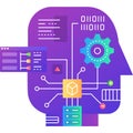 Machine learning icon ai brain algorithm vector