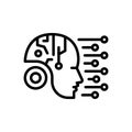 Black line icon for Machine Learning, artificial and data Royalty Free Stock Photo