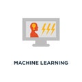 machine learning icon. artificial intelligence concept symbol design, creative thinking, distance education, online learning, Royalty Free Stock Photo