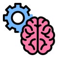 Machine learning icon in flat line style representing AI data processing and algorithm training ideal for artificial intelligence Royalty Free Stock Photo