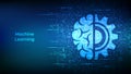 Machine learning icon made with binary code. AI Artificial Intelligence. Deep learning. Data mining, Big Data, algorithm, neural