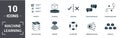Machine Learning icon set. Contain filled flat sensor, algorithm, 3d model, priority, architecture, embedded device Royalty Free Stock Photo