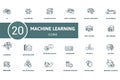 Machine Learning icon set. Contains editable icons theme such as , algorithm, deep learning and more. Royalty Free Stock Photo