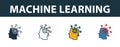 Machine Learning icon set. Premium symbol in diferent styles from crm icons collection. Creative machine learning icon filled, Royalty Free Stock Photo