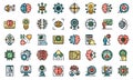 Machine learning icons set vector flat Royalty Free Stock Photo