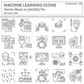 Machine Learning and Intelligence Technology Icons Set, Icon Collection of Science Innovation and Computer Analysis System.