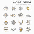 Machine learning line icons set. Vector illustration. Editable stroke