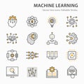 Machine learning line icons set. Vector illustration. Editable stroke