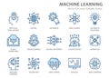 Machine learning line icons set. Vector illustration. Editable stroke