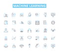 Machine learning linear icons set. Algorithms, Neural nerks, Prediction, Deep learning, Artificial intelligence, Data Royalty Free Stock Photo