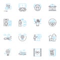 Machine learning linear icons set. Artificial, Intelligence, Neural, Nerks, Pattern, Recognition, Prediction line vector Royalty Free Stock Photo