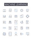 machine learning line icons collection. Artificial Intelligence, Automated Learning, Data Mining, Data Analytics, Deep Royalty Free Stock Photo