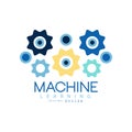 Machine learning process and data science technology symbol. Artificial intelligence. Colored geometric icon. Flat Royalty Free Stock Photo