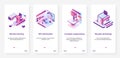 Machine learning, programming code data technology UX, UI mobile app page screen set