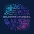 Machine Learning round vector colored outline illustration Royalty Free Stock Photo