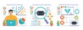 Machine Learning set. Flat vector illustration Royalty Free Stock Photo