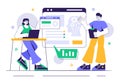Machine Learning Vector Illustration featuring Artificial Intelligence Jobs, Scientists Working with Big Data and Technology