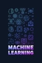 Machine Learning vertical colored banner in thin line style - ML Technology concept banner Royalty Free Stock Photo