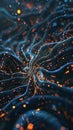 Machine learning visualization data streams forming AI brain the essence of artificial intelligence