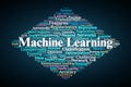 Machine Learning Word Cloud. Key Concepts On Algorithms, Models, Training, Prediction, Neural Networks, And Applications In Royalty Free Stock Photo
