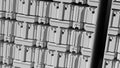 Machine-like structure Linear circuit design according to the laws of geometry Gray abstract, elegant and modern 3D rendering