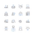 Machine-made line icons collection. Automated, Mechanized, Robotic, Industrialized, Engineered, Programmed, Computerized