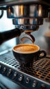 Machine magic Espresso cup in a steel coffee machine