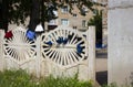 Machine maintenance station, gloves drying in the fence. City of Sterlitamak, Russia, South Ural