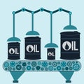 The machine makes barrels of oil. Oil production.