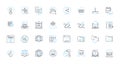 Machine media linear icons set. Robotics, Automation, Artificial Intelligence, Programming, Manufacturing, Computerized
