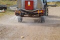 Machine for moistening dust on road