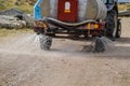 Machine for moistening dust on road Royalty Free Stock Photo