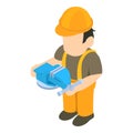 Machine operator icon, isometric style