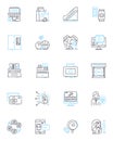 Machine partners linear icons set. Collaboration, Integration, Automation, Efficiency, Synergy, Coordination