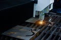 Machine for plasma cutting of metal. Precision metal cutting. Making a New Year`s deer from metal