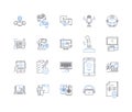 Machine production line icons collection. Automation, Assembly, Fabrication, Engineering, Robotics, Manufacturing
