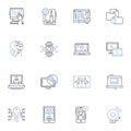 Machine-readable line icons collection. Barcode, QR code, RFID, OCR, Data, Scanner, Automation vector and linear