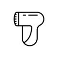 Machine for removing pellet. Line art icon of device for care of textile, wool, knitwear. Illustration of updating clothes,