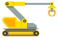 Machine robot arm. Manufactoring yellow device icon