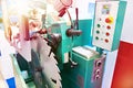 Machine for sharpening circular saw blades for wood work Royalty Free Stock Photo