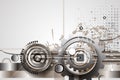 Machine technology gears. retro gearwheel mechanism bacground Royalty Free Stock Photo