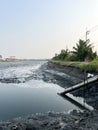 Machine tube on fish pond